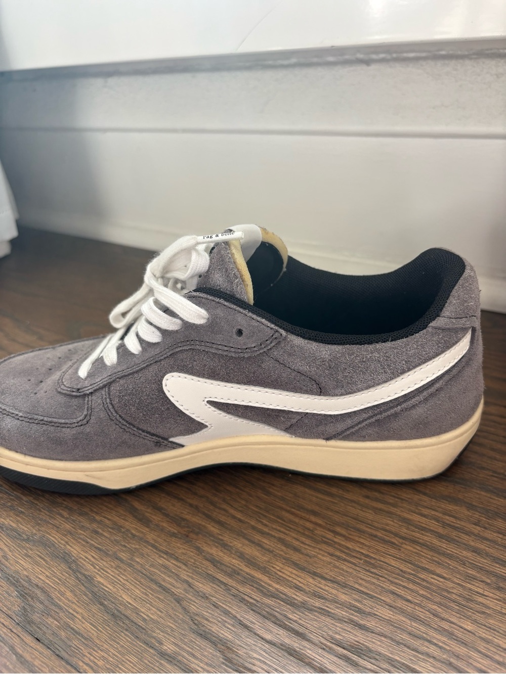 rag & bone Gray Suede Low-Top Sneakers with White Accents - Picture 2 of 3